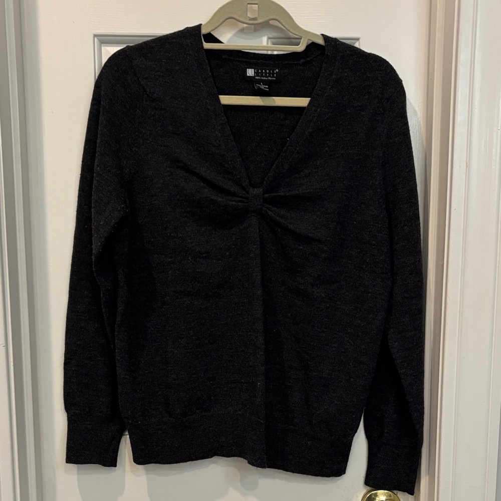 Carole Little 100% Merino Wool V-Neck Sweater